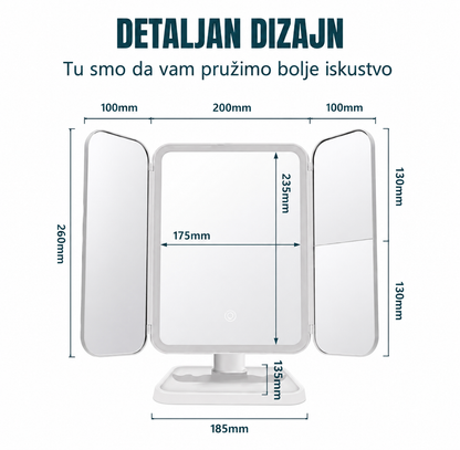 LED Kozmetičko Ogledalo sa 3 Preklopna Ogledala